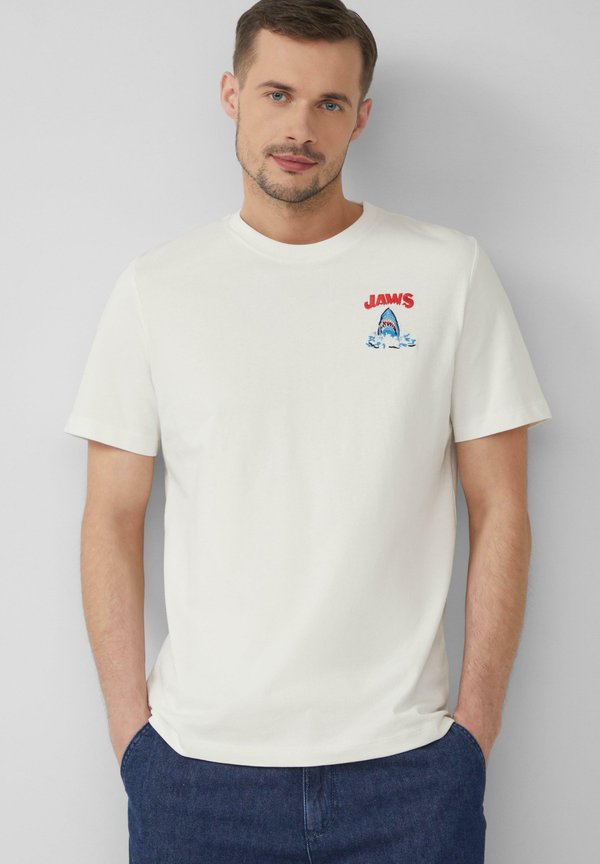 s.Oliver AUS HEAVY MIT JAWS© UCS LLC ARTWORK - Print T-shirt - weiß