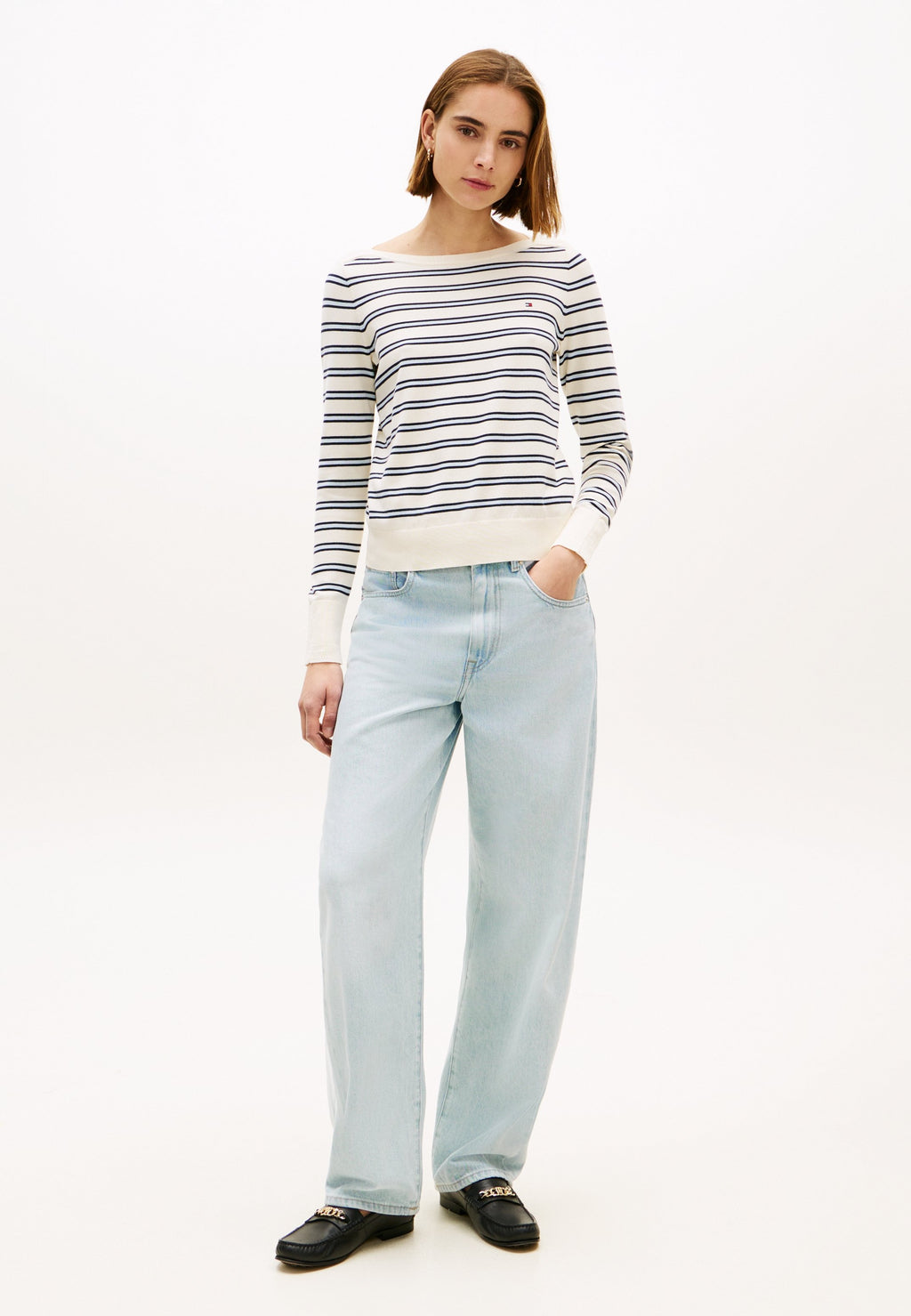 GOLD-TONE BUTTON JERSEY BOAT NECK JUMPER Media 2