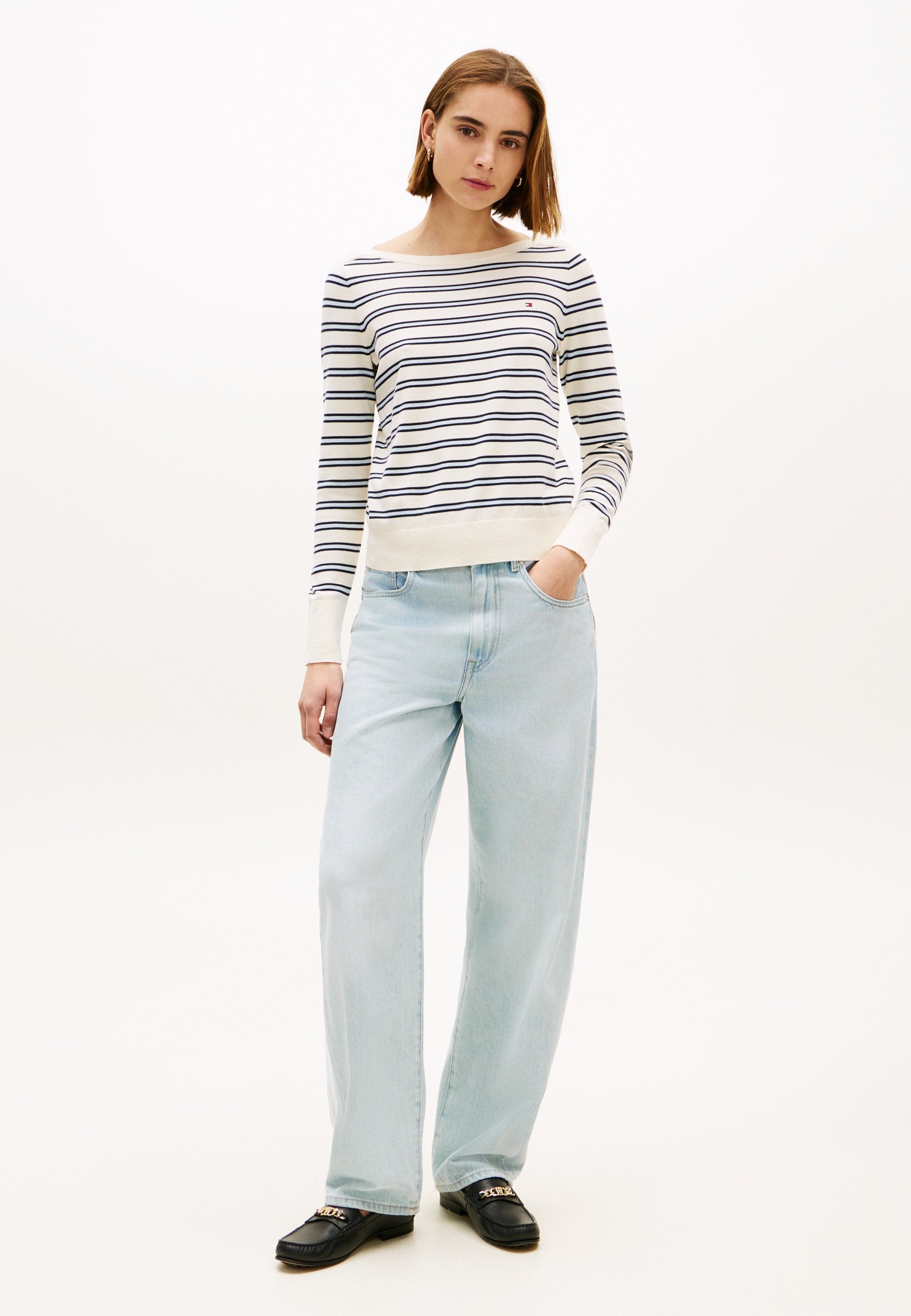 GOLD-TONE BUTTON JERSEY BOAT NECK JUMPER Media 2