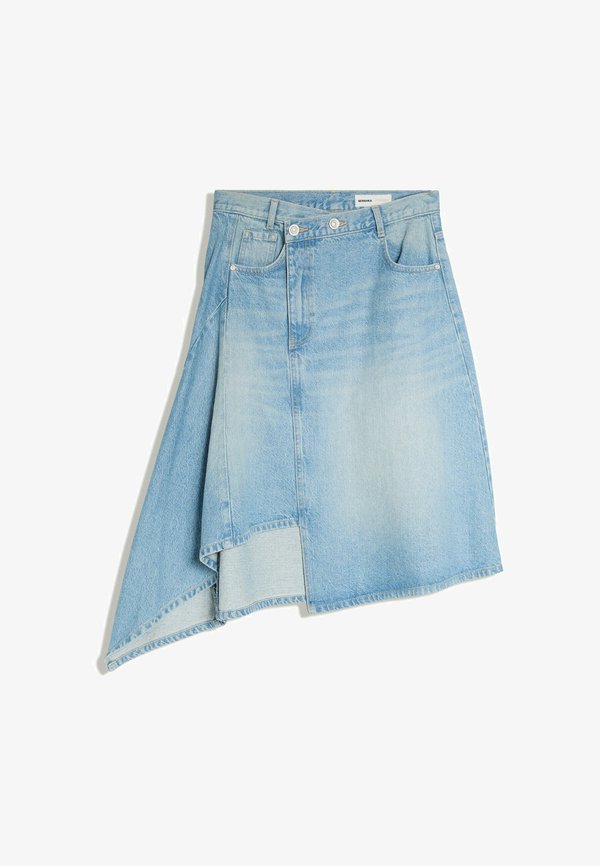 Bershka ASYMMETRIC DENIM - MIDI SKIRT - Denim skirt - light blue