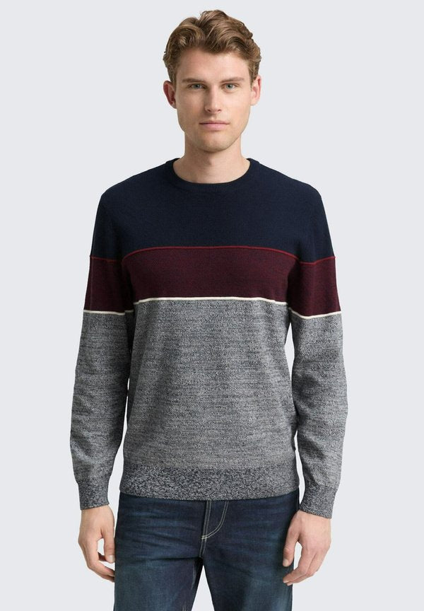 TOM TAILOR Jumper - navy/red/white stripe