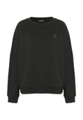 Schwarzer Sweatshirt mit Rundhalsausschnitt, langen Ärmeln und lockerer Passform. Verfügt über ein kleines, tonales Logo auf der Brust. Hergestellt aus weichem Baumwollmischgewebe.