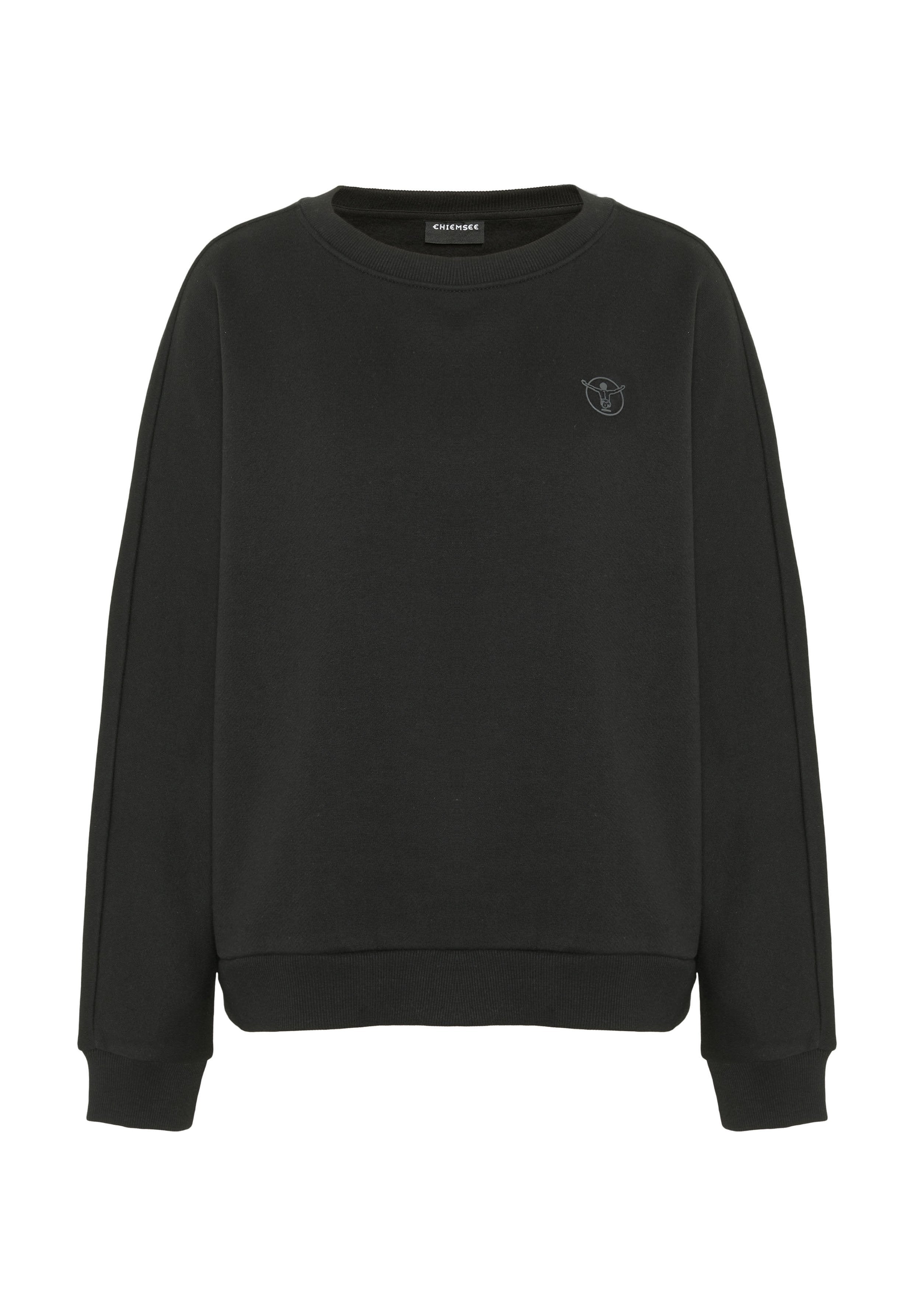 Schwarzer Sweatshirt mit Rundhalsausschnitt, langen Ärmeln und lockerer Passform. Verfügt über ein kleines, tonales Logo auf der Brust. Hergestellt aus weichem Baumwollmischgewebe.
