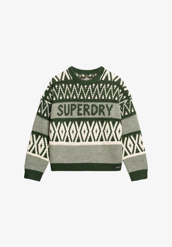 Superdry & Co BRANDED PATTERN CREW  - Jumper - darkest pine green