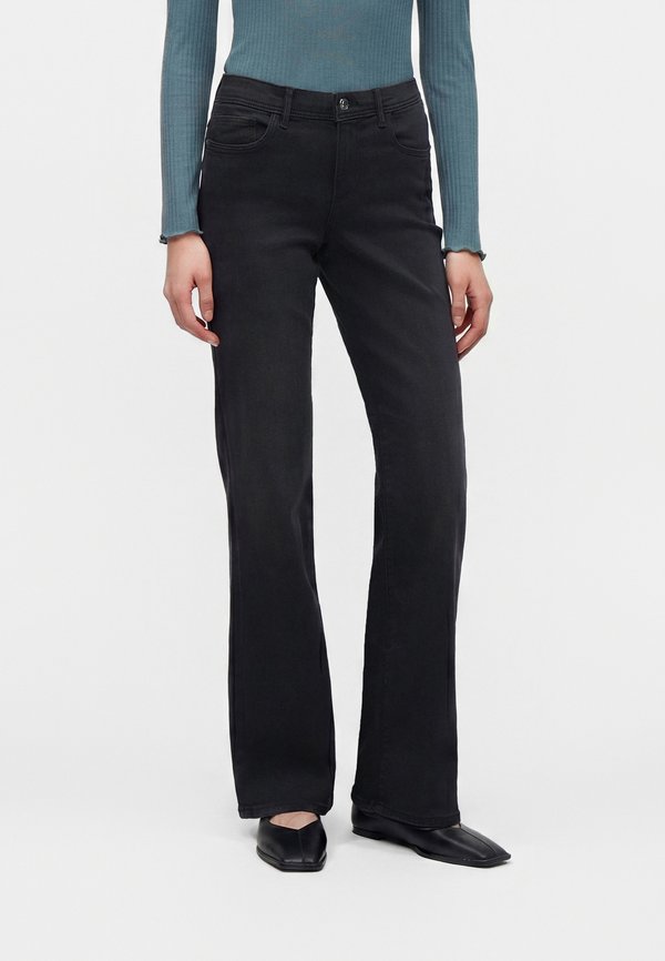 ONLY ONLLINEA MID WAIST - Flared Jeans - washed black