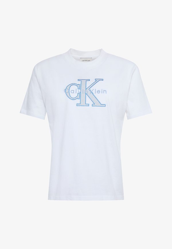 Calvin Klein Jeans CALVIN KLEIN JEANS MONOGRAM APPLIQUÉ T-SHIRT - Print T-shirt - bright white