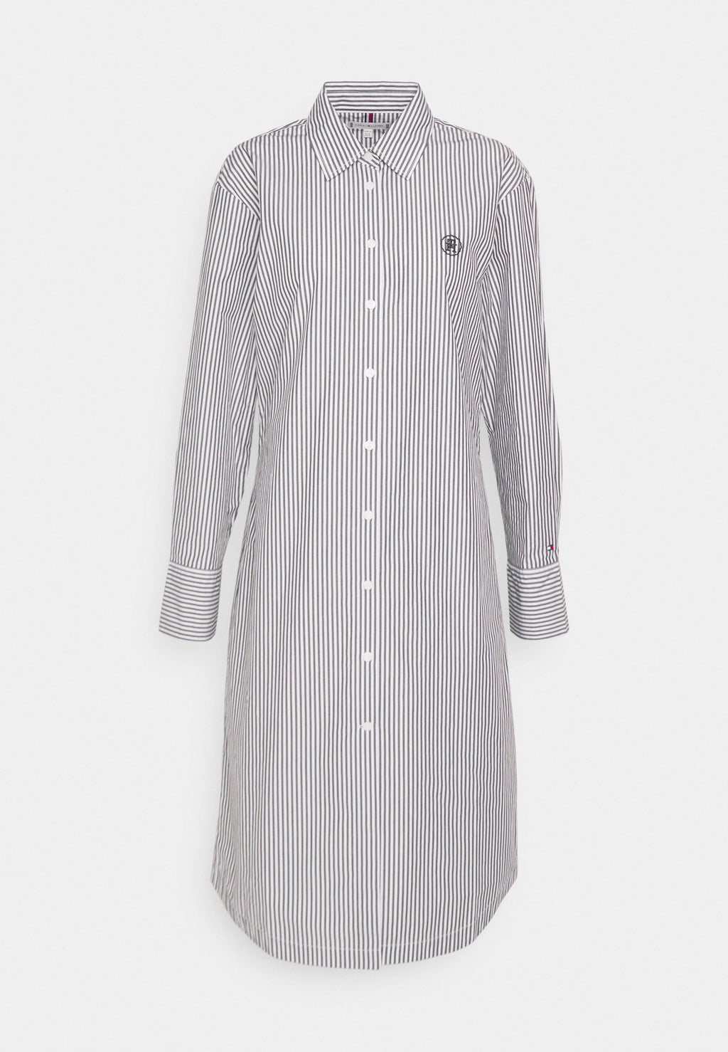 STRIPED WAISTED KNEE DRESS Media 1