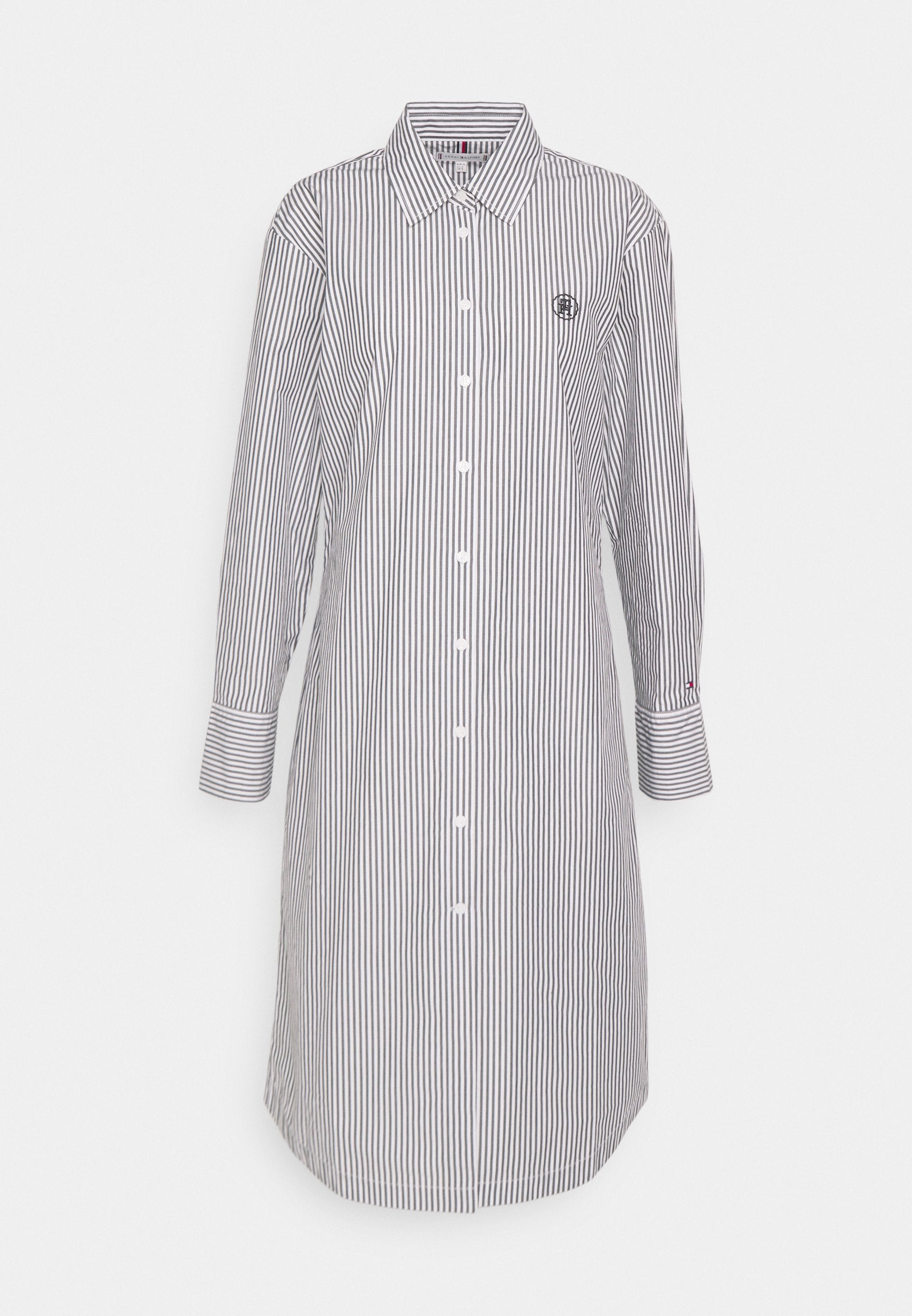 STRIPED WAISTED KNEE DRESS Media 1