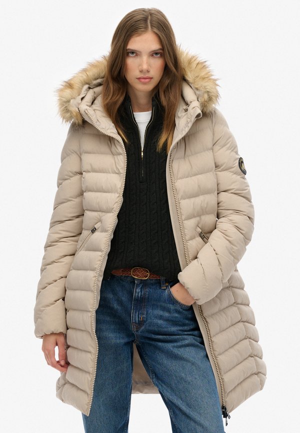 Superdry & Co FUJI HOOD MID LENGTH - Winter coat - chateau beige
