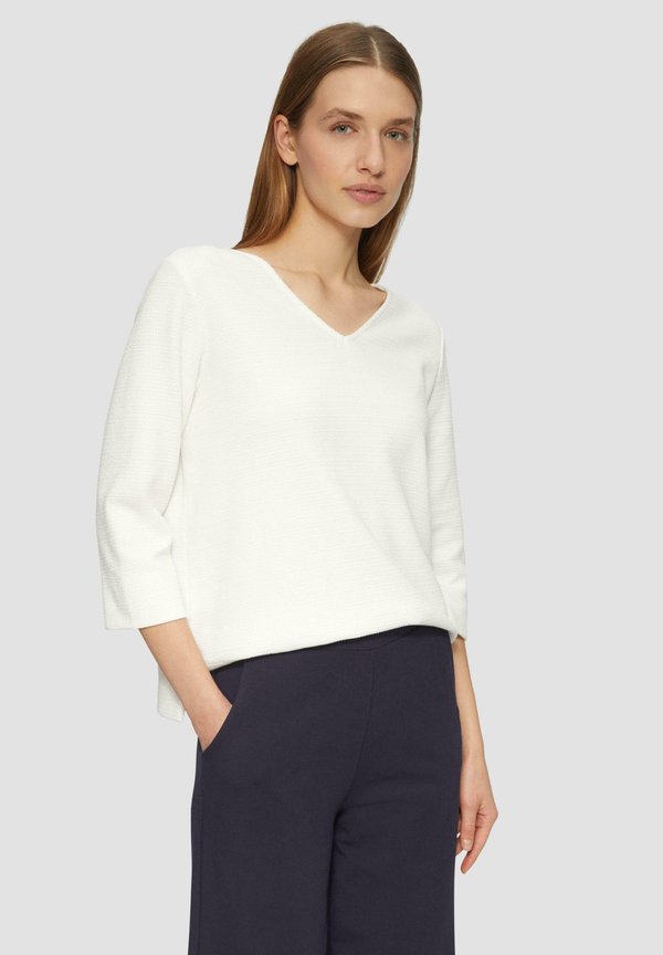 s.Oliver STRUKTURIERTES MIT V-AUSSCHNITT UND 3/4-ÄRMELN - Sweatshirt - creme