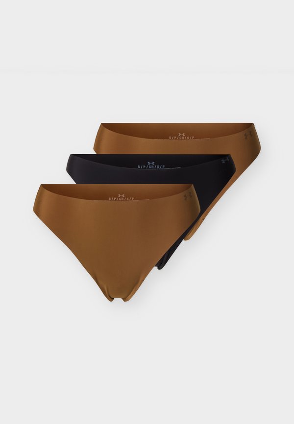 Under Armour UNDERWEAR THONG PURE STRETCH NO SHOW THONG SOLID 3 PACK - Thong - brown/black