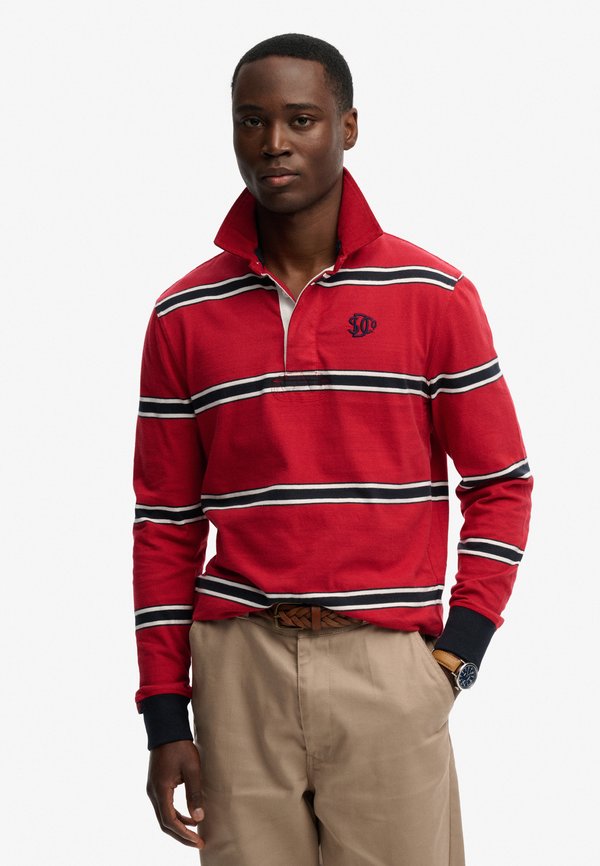 Superdry & Co SUPERDRY VINTAGE ATHLETIC STRIPE RUGBY TOP.. - Polo shirt - red stripe