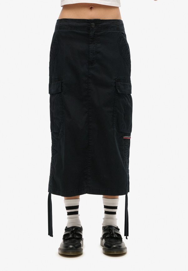 Superdry & Co MIDI - A-line skirt - washed black