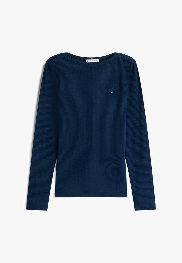 Tommy Hilfiger RIBBED SLIM BOAT NECK LONG SLEEVE T-SHIRT - Long sleeved top - dark night navy