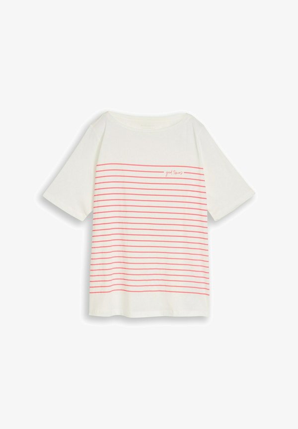 TOM TAILOR MIT STREIFENMUSTER - Print T-shirt - whisper white