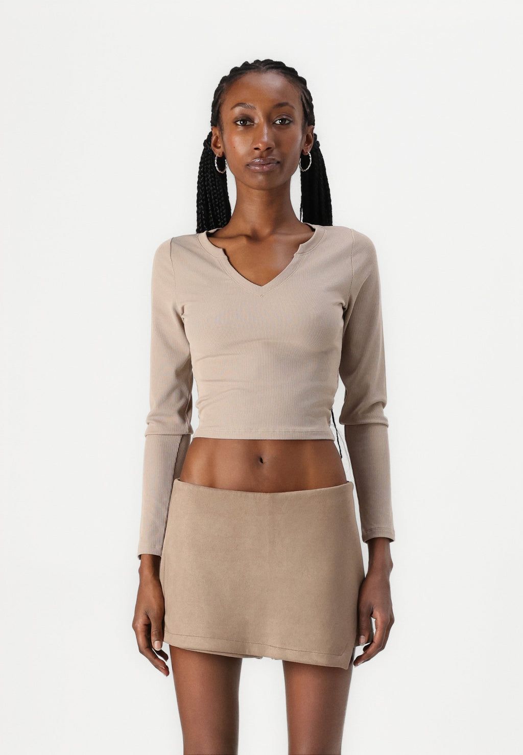 Hollister Co. Ribbbed Seamless Fabric Notch-Neck Top