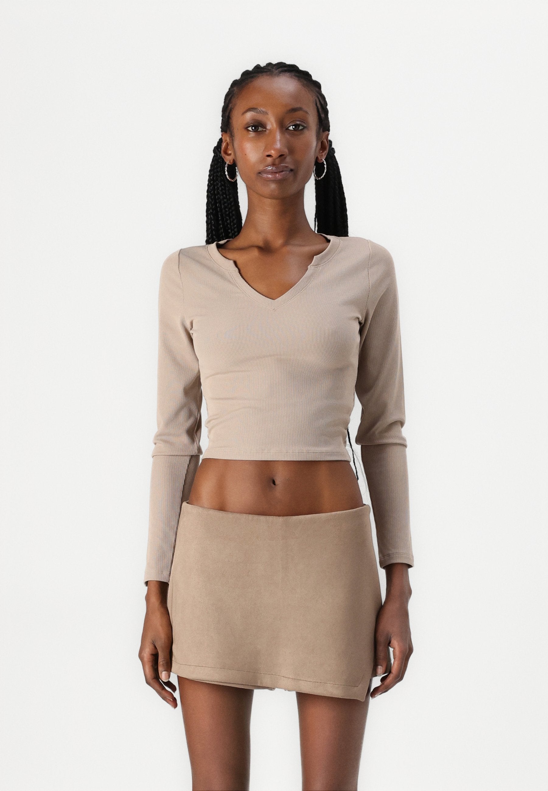 Hollister Co. Ribbbed Seamless Fabric Notch-Neck Top