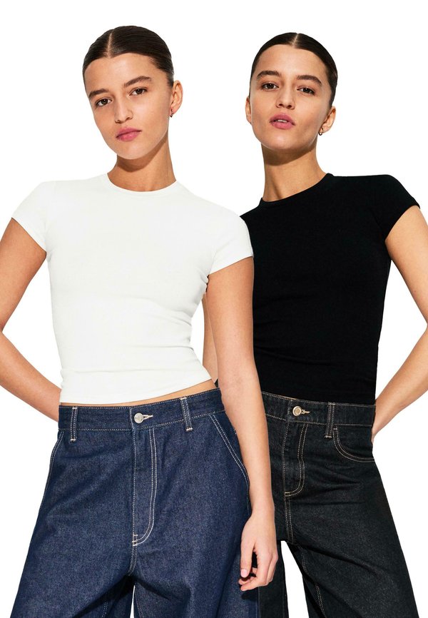 Bershka SHORT SLEEVE ROUND NECK - 2-PACK  - Basic T-shirt - white