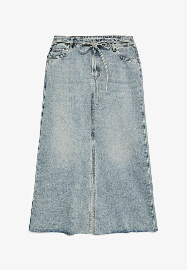 Vero Moda Denim VMWIEN Mid waist Midi - Maxi skirt - light blue denim