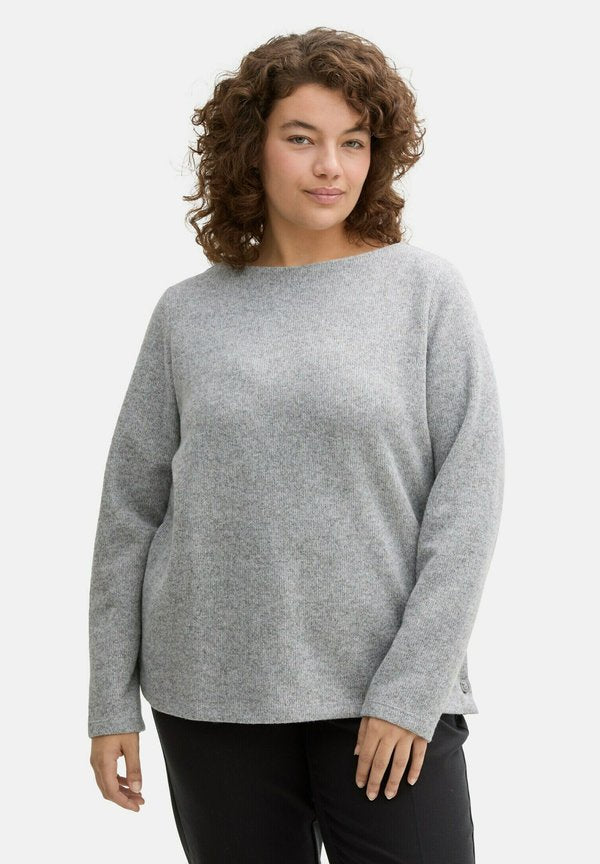 TOM TAILOR MIT KNOPFDETAILS - Jumper - medium silver grey melange
