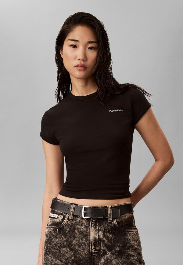 Calvin Klein SLIM FIT FEMININE LOGO TEE - Basic T-shirt - black