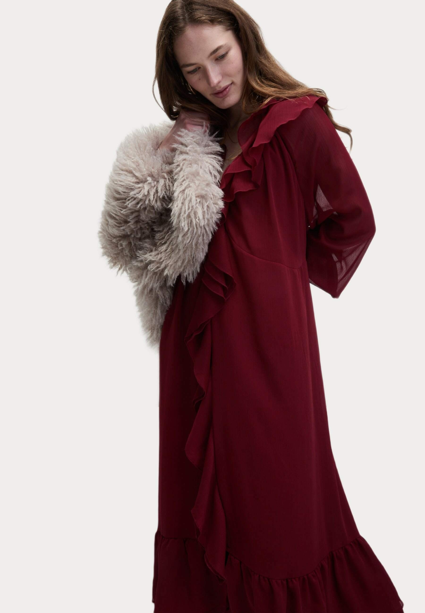 Marks & Spencer V-NECK FRILL DETAIL MIDAXI