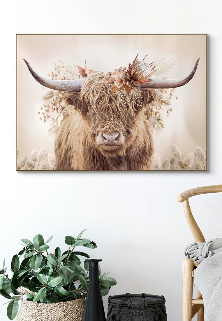 Orange Wallz COW AND FLOWERS