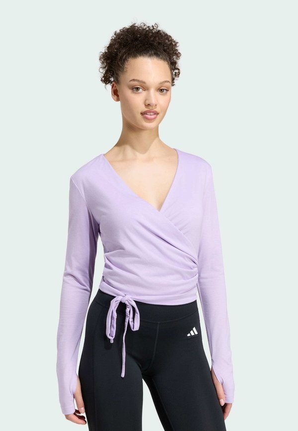 adidas Performance 3 STRIPES STUDIO SOFT BALLET WRAP TOP - Long sleeved top - powder plum   pure lemon
