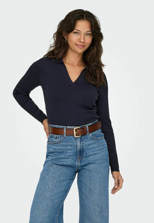 ONLY ONLKAYA LS POLO V-NECK PULLOVER EX KNT - Jumper - night sky