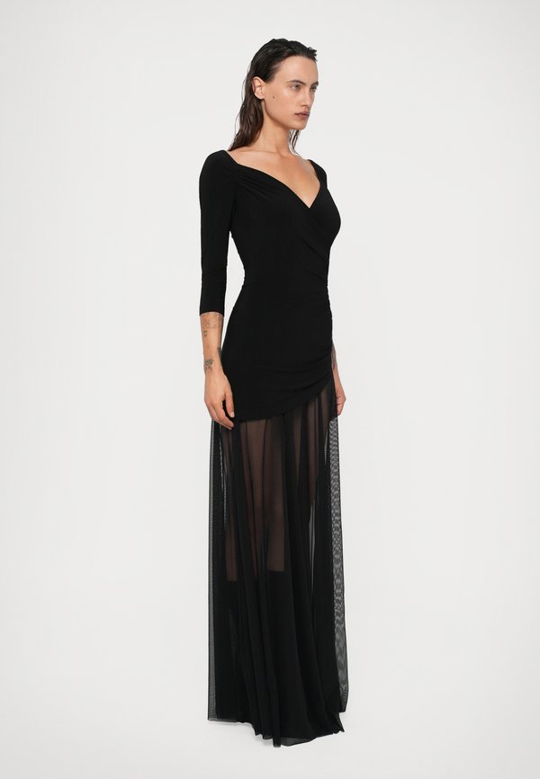 Norma Kamali OFF SHOULDER SWEETHEART COMBO FLARED GOWN