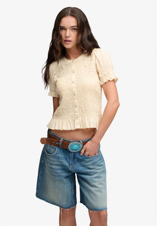 Superdry & Co SUPERDRY SHORT SLEEVE SMOCKED TOP.. - Blouse - yellow haze