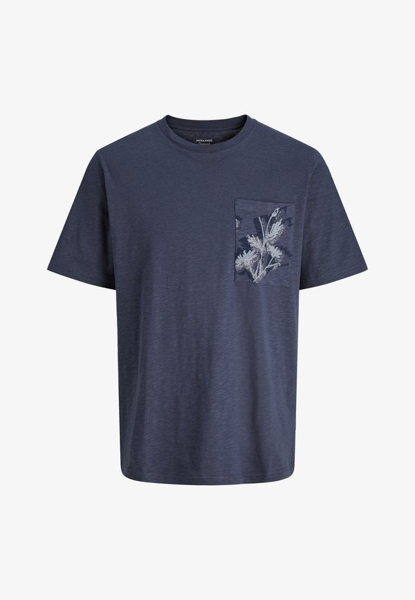 Jack & Jones JORMONTAUK POCKET TEE - Print T-shirt - odyssey gray