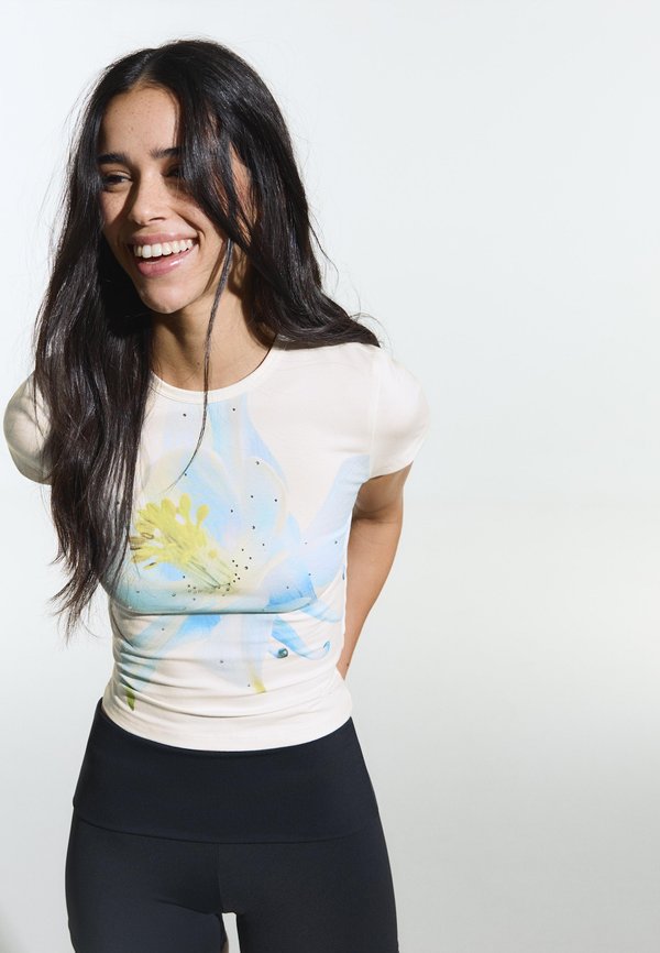 Bershka SHORT SLEEVE  - Print T-shirt - dark blue