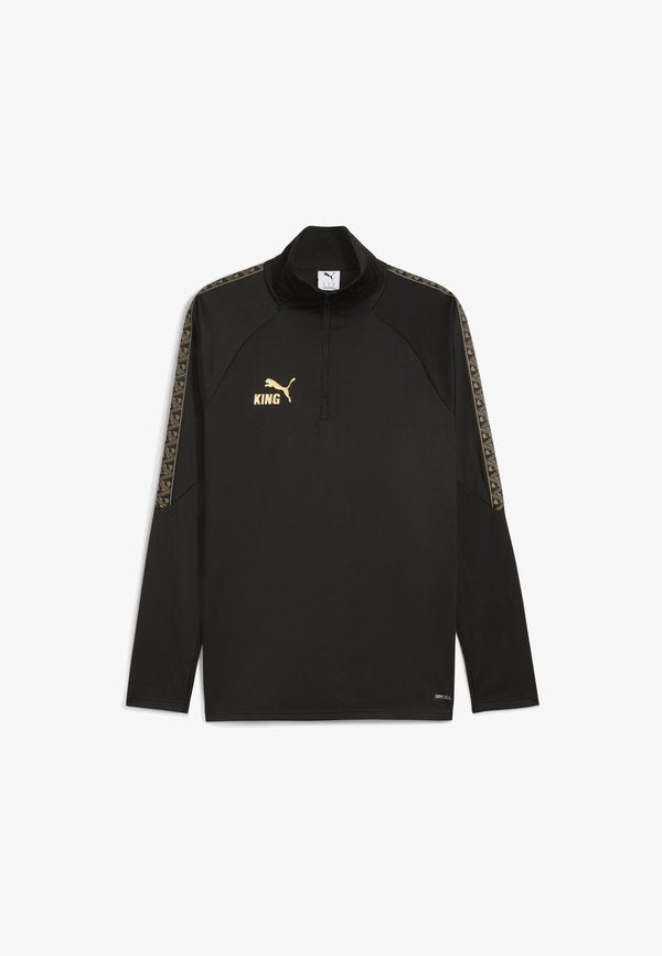 Puma KING TOUCH 1/4 ZIP - Sports T-shirt - black/gold-coloured