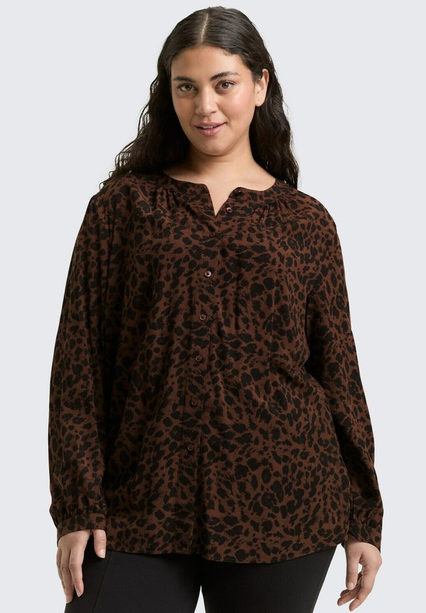 TOM TAILOR Blouse - brown/black small leo print