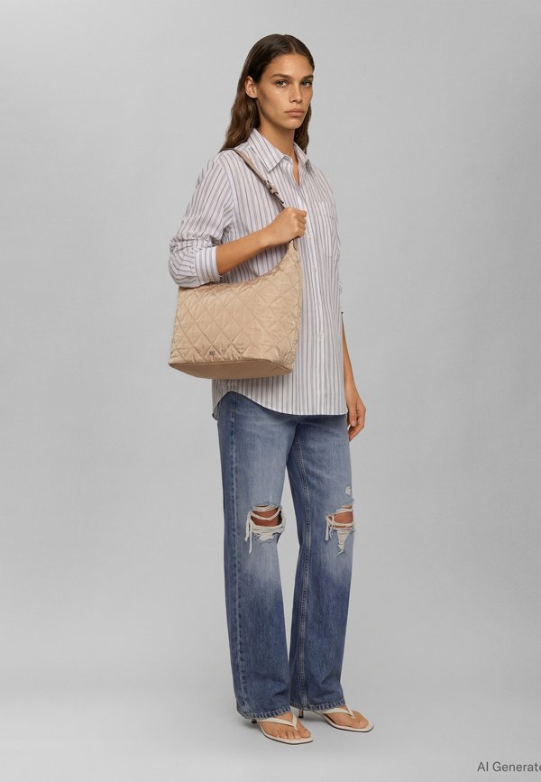 Calvin Klein MEDIUM SHOULDER - Handbag - tannin