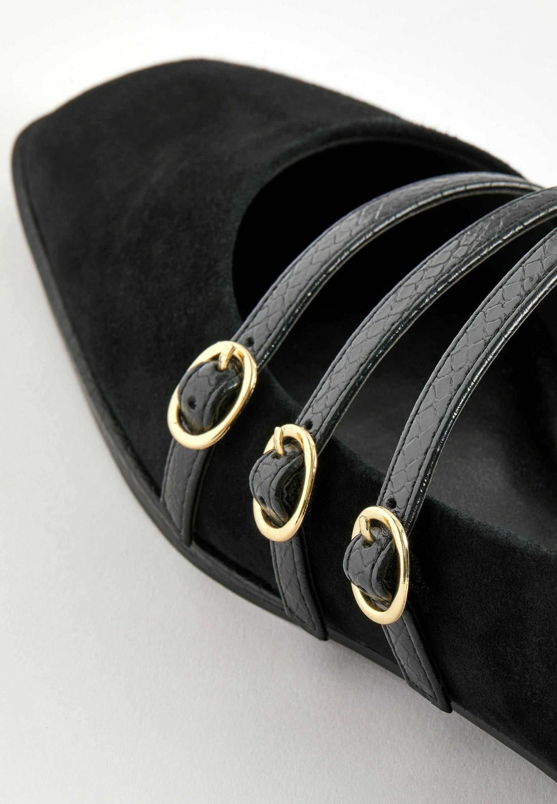 Next FOREVER COMFORTÂ® TRIPLE STRAP SQUARE TOE FLAT SHOES