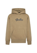 Beige Hoodie mit einer Fronttasche, verstellbarem Kapuzenzug und gesticktem "Jordan"-Logo in Schwarz und Weiß auf der Brust. Aus weichem Baumwollmaterial.