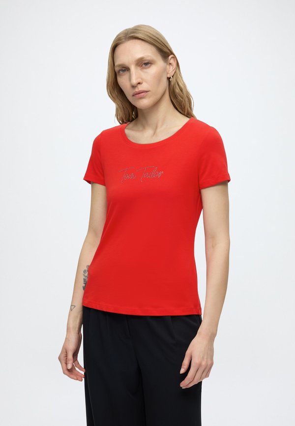 TOM TAILOR T-SHIRT WITH LOGO PRINT - Print T-shirt - soft scarlet red