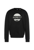 Schwarzer Sweatshirt mit Rundhalsausschnitt und langen Ärmeln. Mit einem silbernen grafischen Logo in der Mitte. Aus Baumwollmaterial gefertigt.