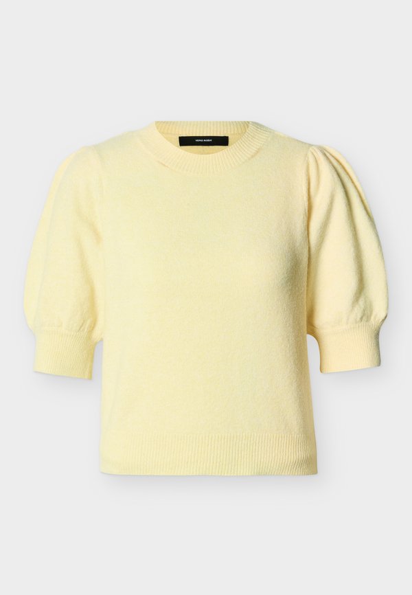 Vero Moda Petite VMDOFFY 2/4 O NECK - Basic T-shirt - golden-coloured haze/white melange