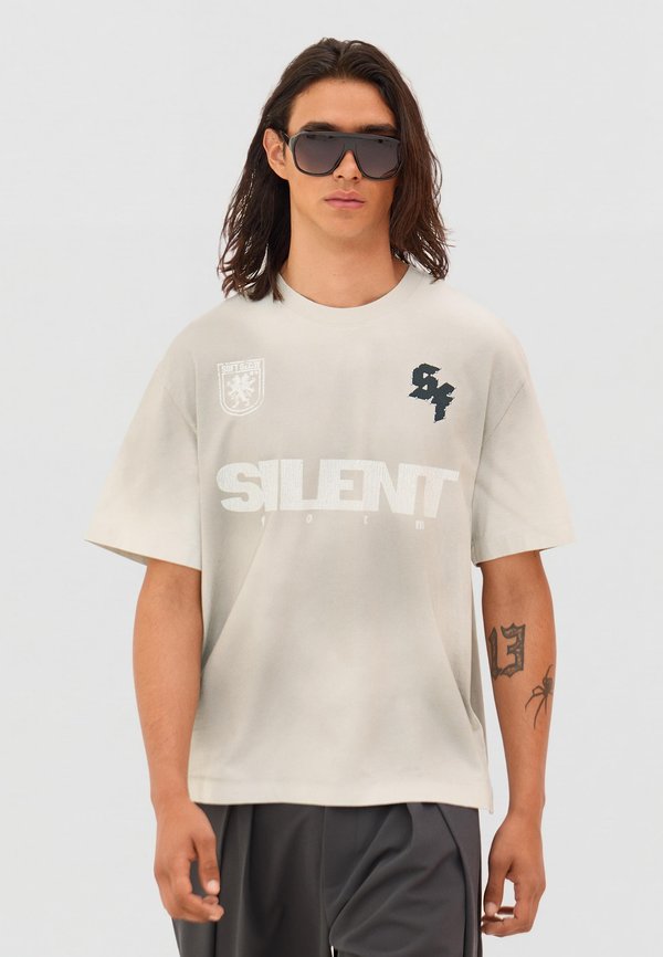 Bershka SILENT PRINT - T-SHIRT - Print T-shirt - beige