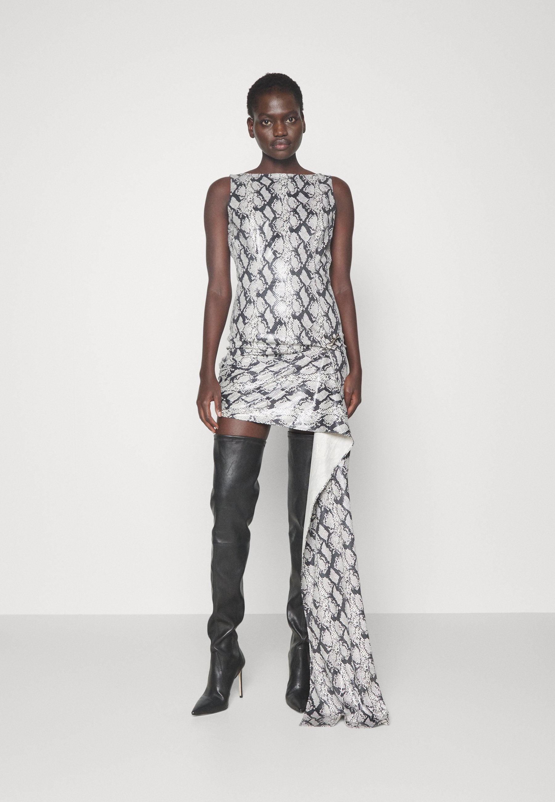 ROKH SHORT DRESS WITH TAIL BUCKLE