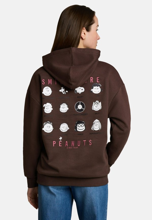TOM TAILOR PEANUTS BOYFRIEND HOODIE SWEATSHIRT - Hoodie - cool dark brown