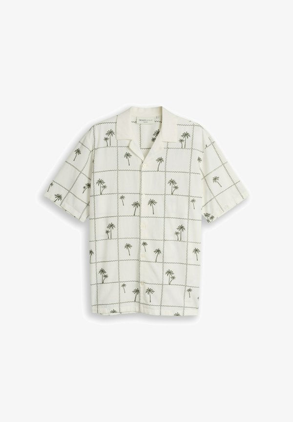 TOM TAILOR RELAXED FIT KURZARMHEMD MIT STICKEREI - Shirt - wool white palm embro design
