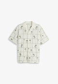 TOM TAILOR RELAXED FIT KURZARMHEMD MIT STICKEREI - Shirt - wool white palm embro design