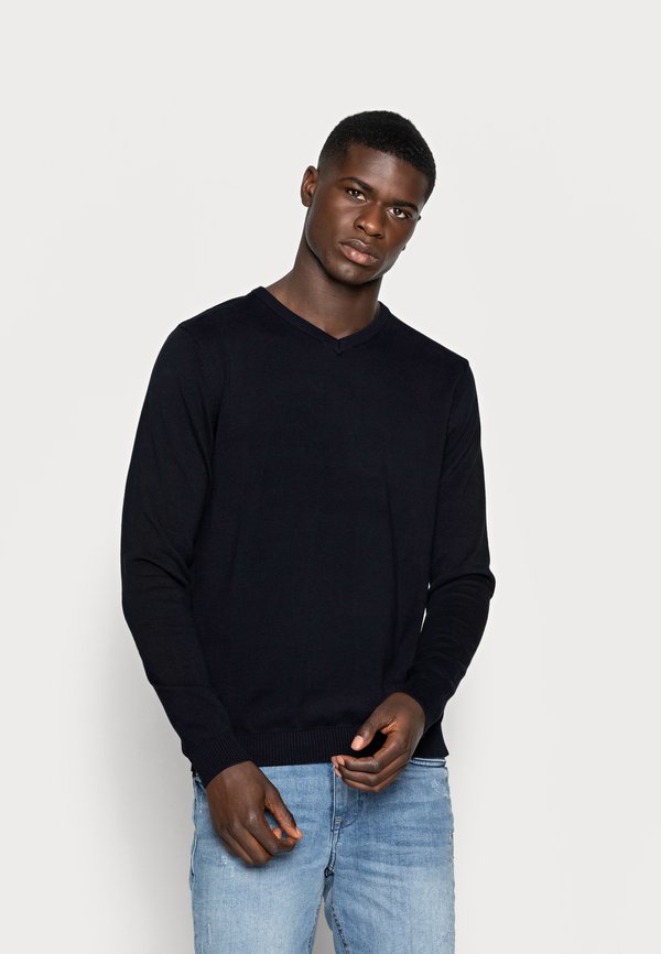 Jack & Jones JJEBASIC V-NECK - Jumper - navy blazer