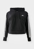 adidas Sportswear ESSENTIALS 3 STRIPES  QUARTER-ZIP PLUS SIZE - Hoodie - black/white