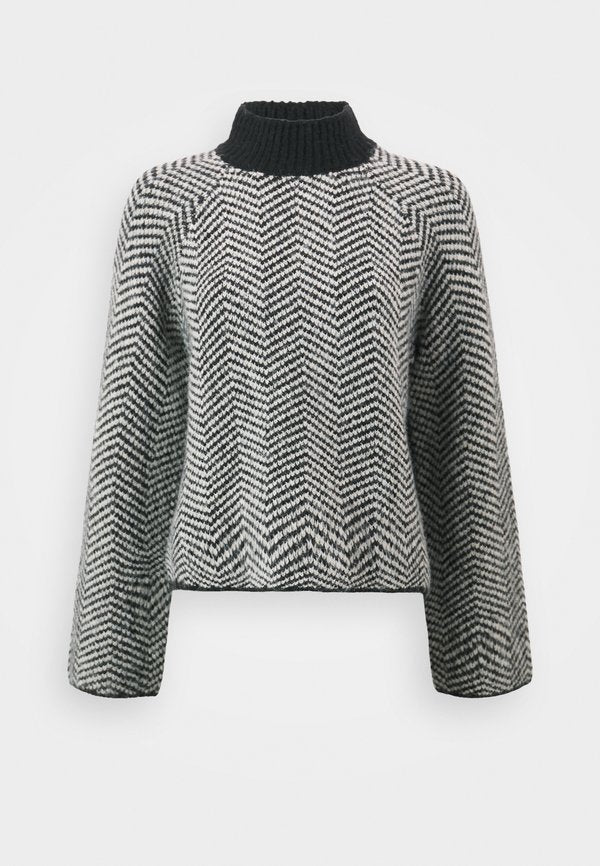 Vero Moda VMNAOMI HIGH NECK - Jumper - black/silver melange