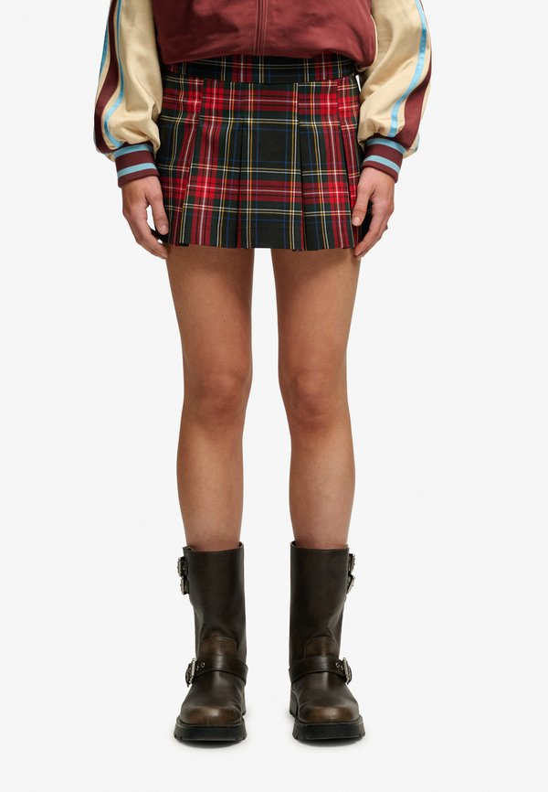 Superdry & Co SUPERDRY MINI PLEATED SKORT.. - A-line skirt - navy check